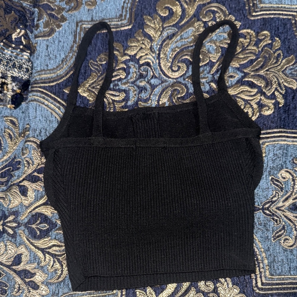 Elegant Black Women's Ribbed Two-Piece Set - Picture 5 of 6